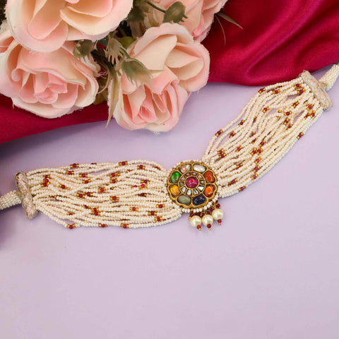 The Royal Gold Nine-Gemstone Choker Necklace