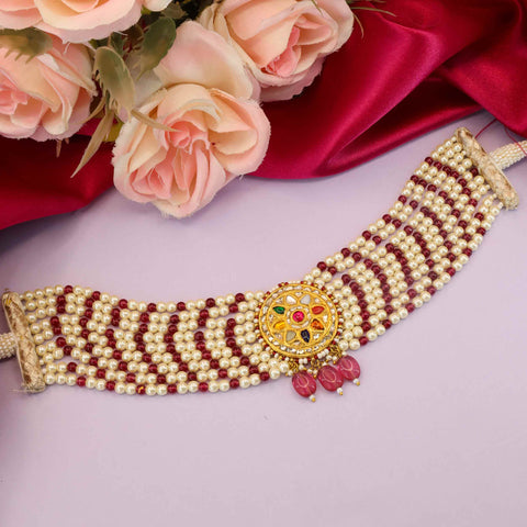 Navratna and Polki Diamond Choker Necklace