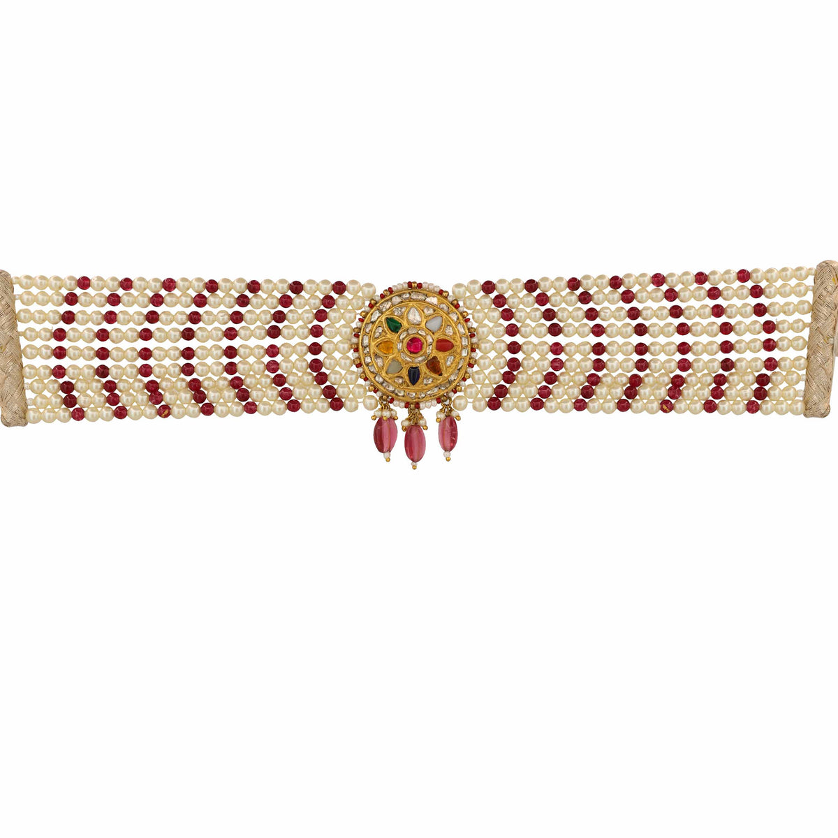 Navratna and Polki Diamond Choker Necklace