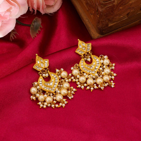 Grand Polki & Pearl Cluster Chandbaali Earring