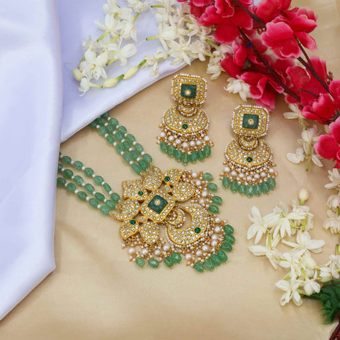 Vaishnavi Polki Diamond Long Pendant Set