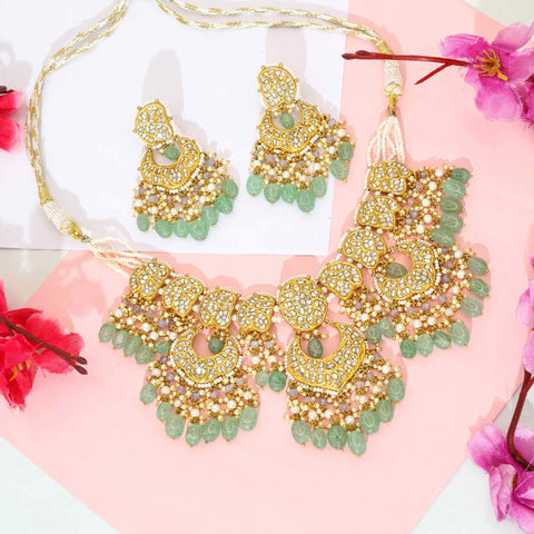 Chandbali Bridal Gold Polki Necklace Set
