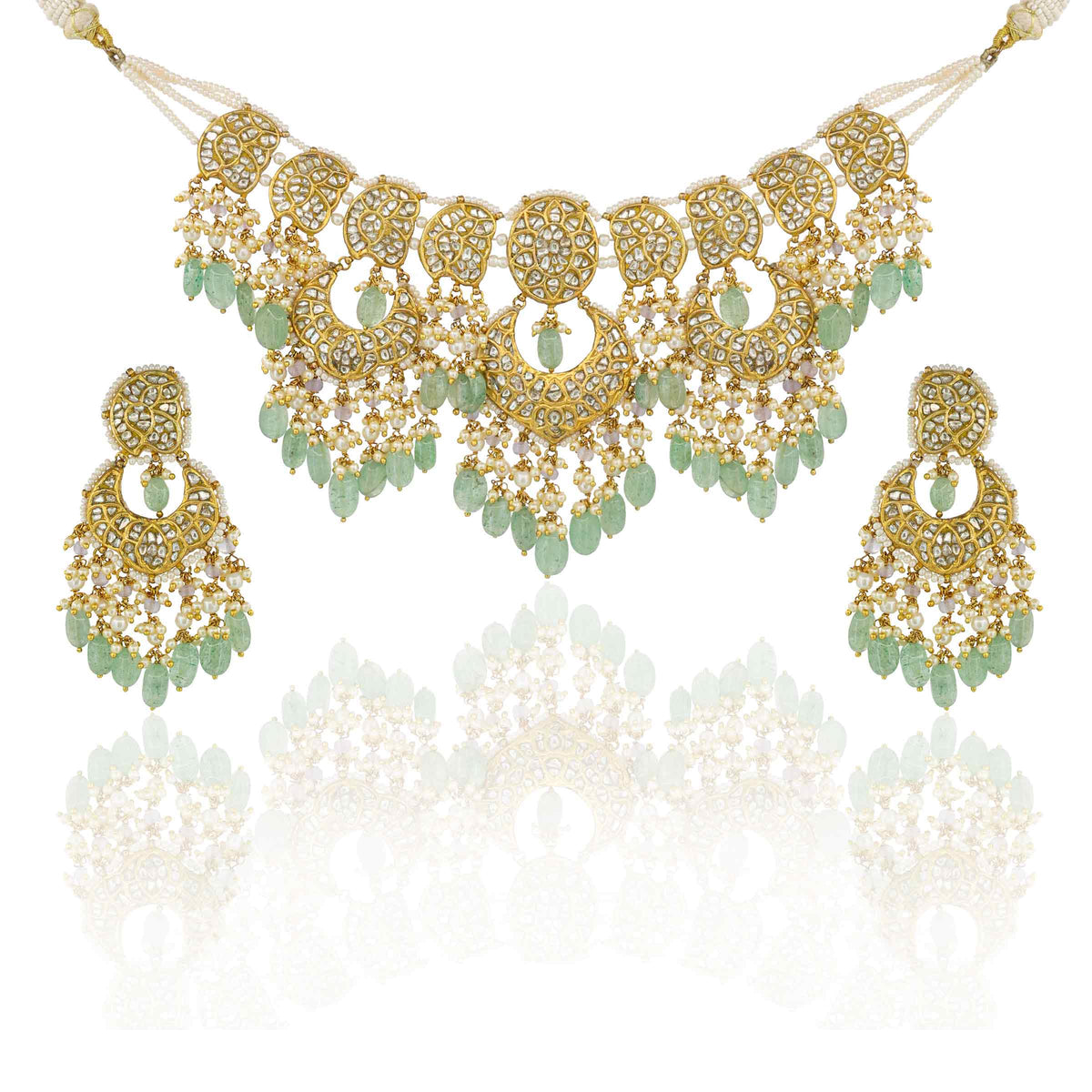 Chandbali Bridal Gold Polki Necklace Set