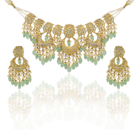Chandbali Bridal Gold Polki Necklace Set