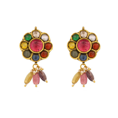 Navratna Mohini Gold Chocker Necklace Set