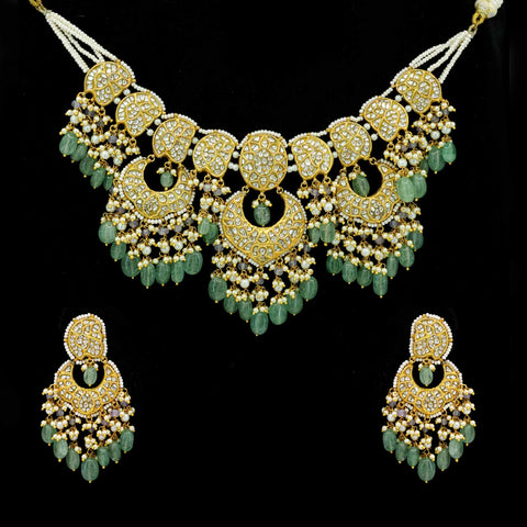 Chandbali Bridal Gold Polki Necklace Set