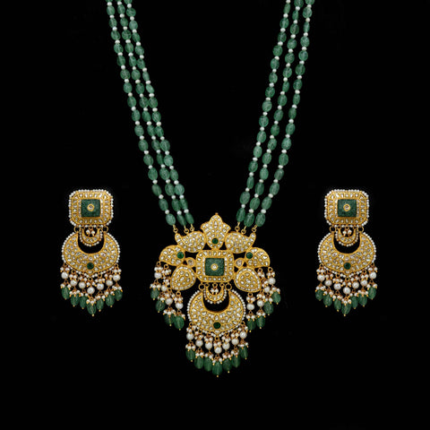 Vaishnavi Polki Diamond Long Pendant Set