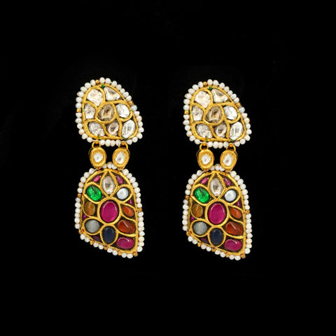 Multi Stone Gold Earring