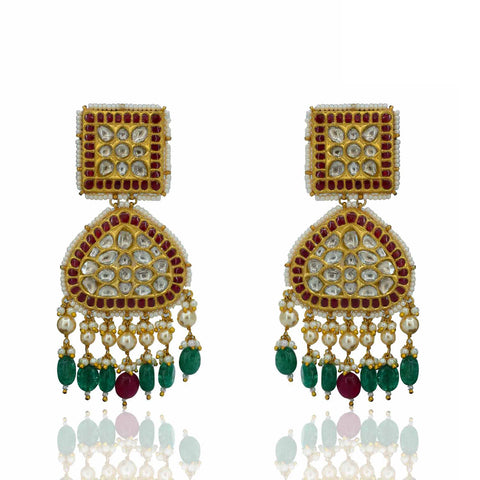 Mayur Mohini Polki Diamond Pendant Set