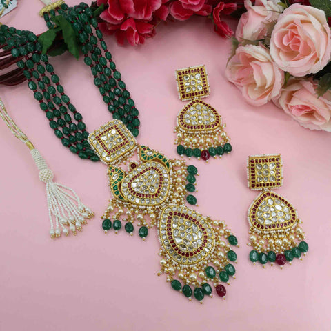 Mayur Mohini Polki Diamond Pendant Set