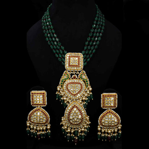 Mayur Mohini Polki Diamond Pendant Set