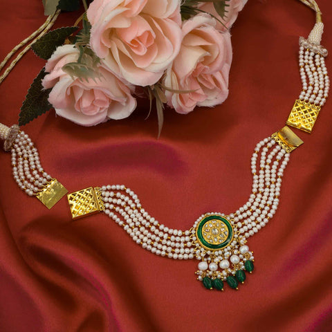 Gold Diamond Polki and Pearl Convertible Jewelry
