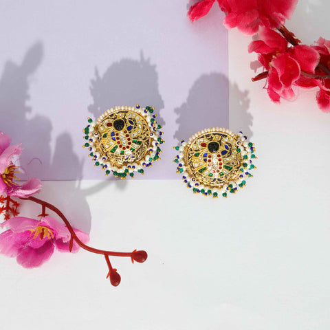 Divya Shringar Gold Polki Diamond Tops Earring