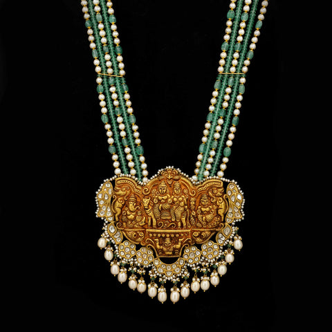 Shiv Parivar Gold Polki Pendant Set