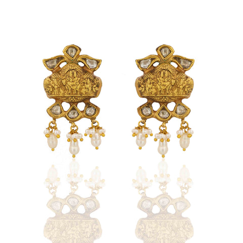 Shiv Parivar Gold Polki Pendant Set