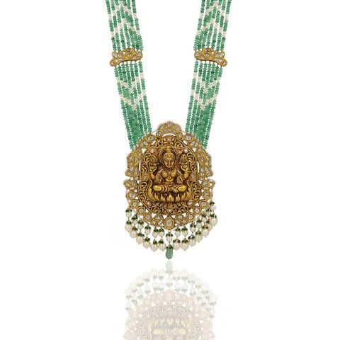 “Divine Laxmi Temple Gold & Polki Pendant Necklace”